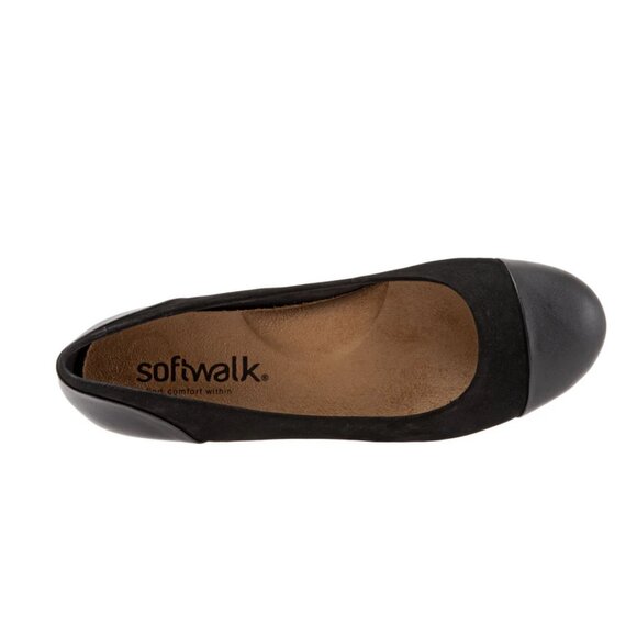 NEW SOFTWALK Leather Sonoma Cap Toe Slip On Ballet Ballerina Flat Nubuck 10M - Picture 2 of 5